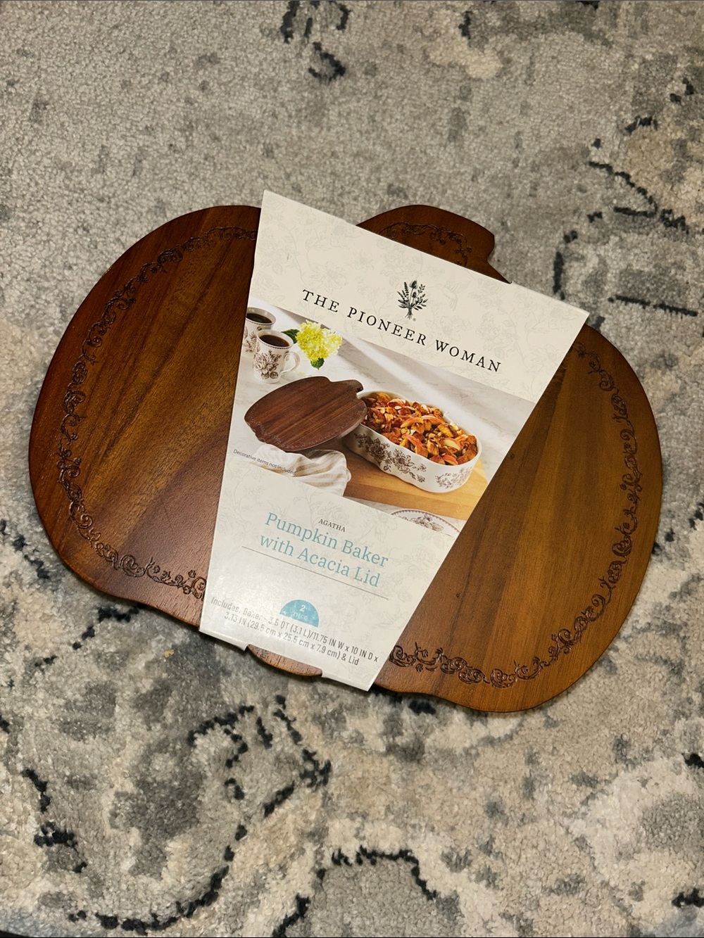 The Pioneer Woman Agatha Acacia Wood Pumpkin Baker Lid - Brown